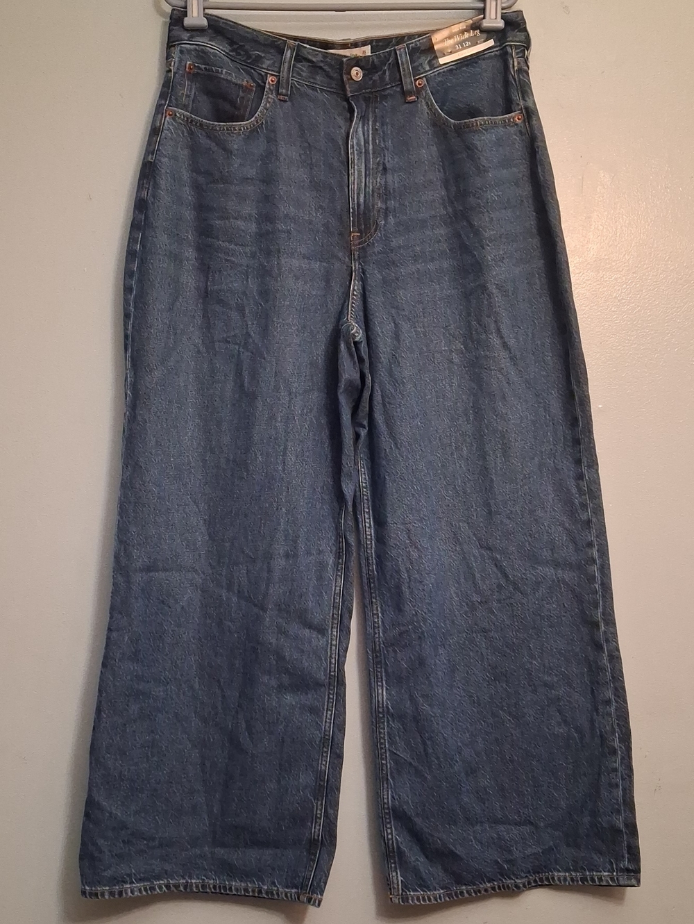 Abercrombie & Fitch Size 12S (31) Women's Curve Love Wide-Leg Jeans Blue Denim